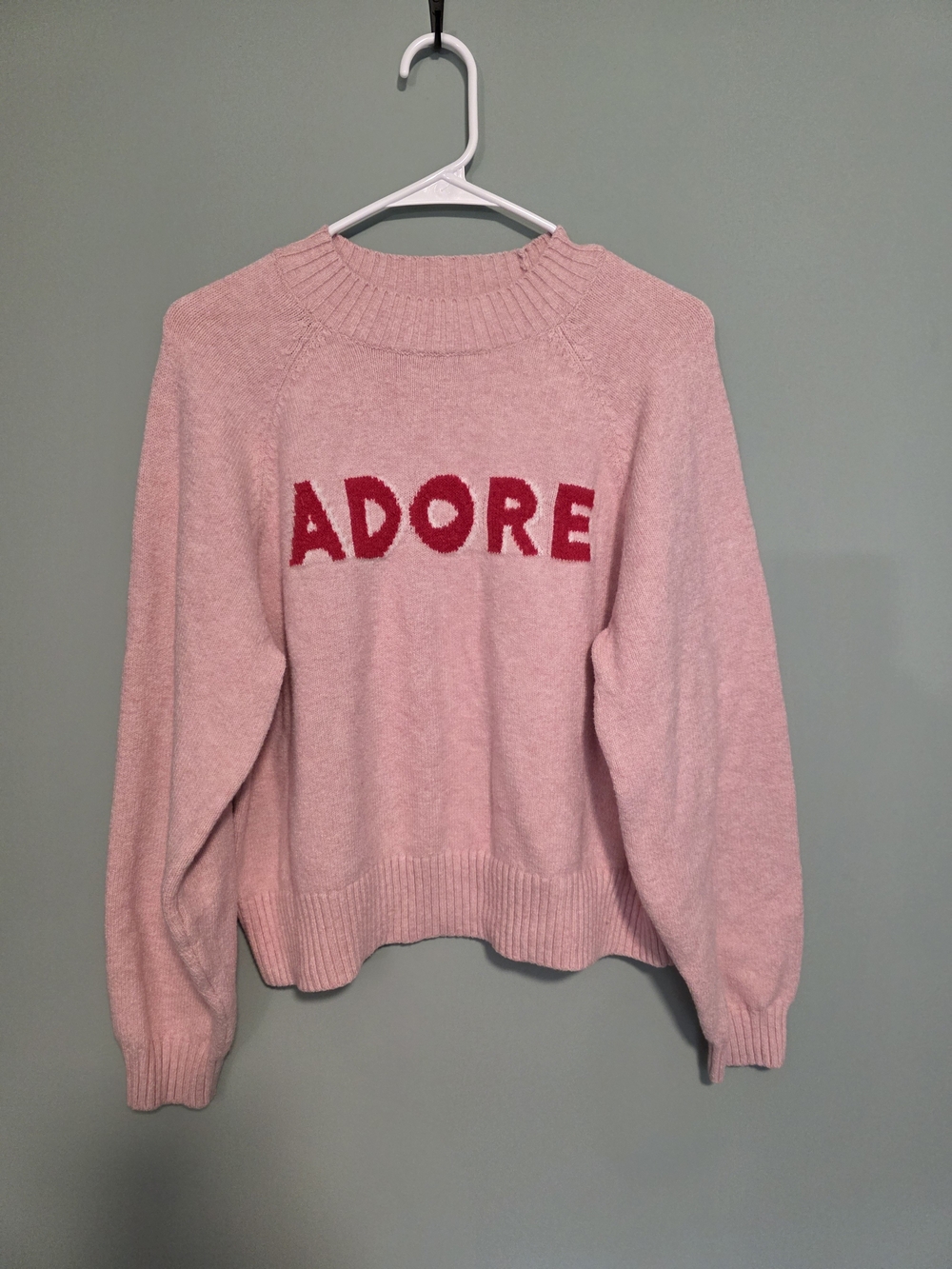 Old Navy Pink Crewneck Sweater with Red Lettering